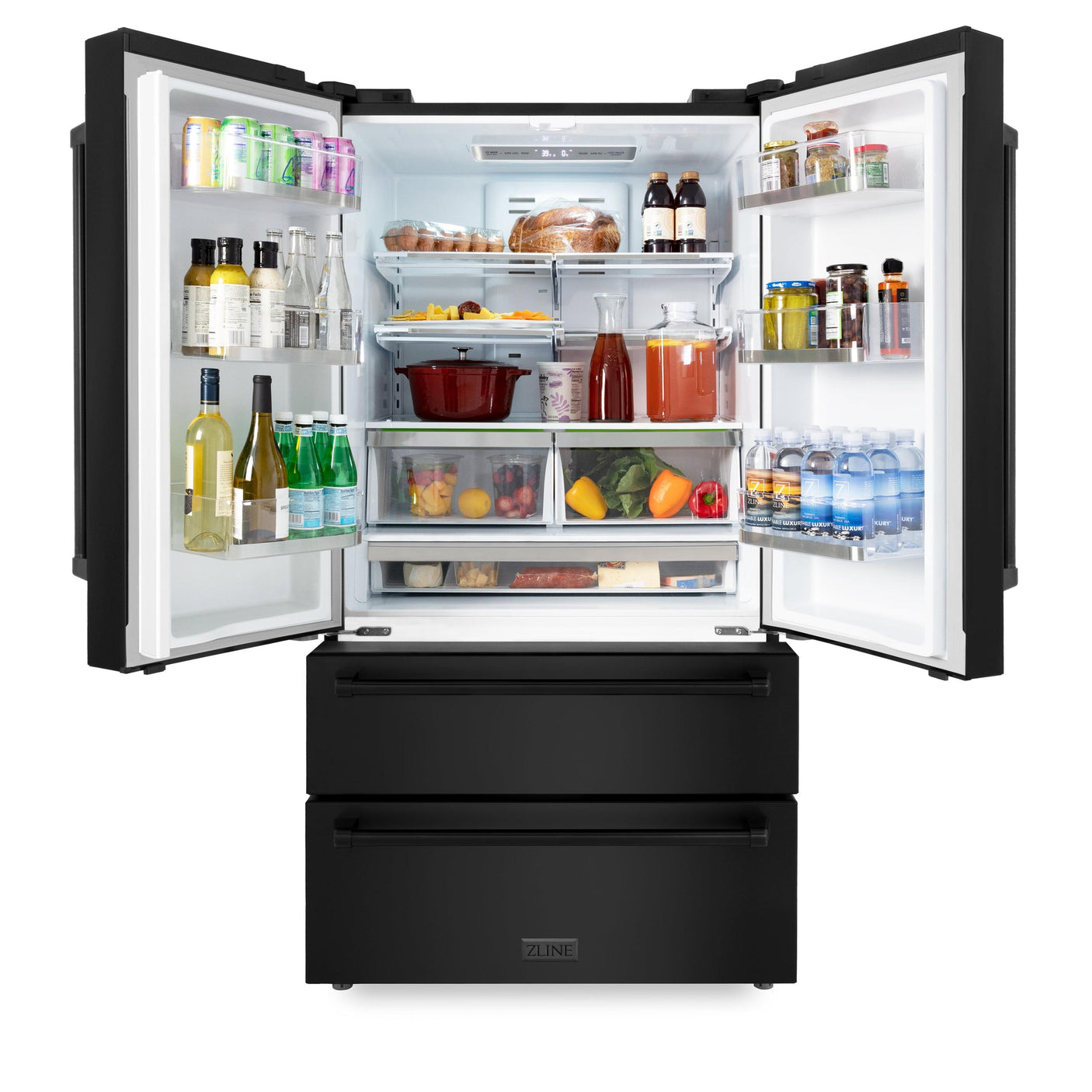 ZLINE 36" 22.5 cu. ft Freestanding French Door Refrigerator with Ice Maker in Fingerprint Resistant Stainless Steel (RFM-36) [Color: Black Stainless Steel]