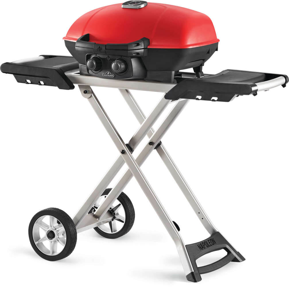 TravelQ 285X with Scissor Cart and Griddle , Propane, Red