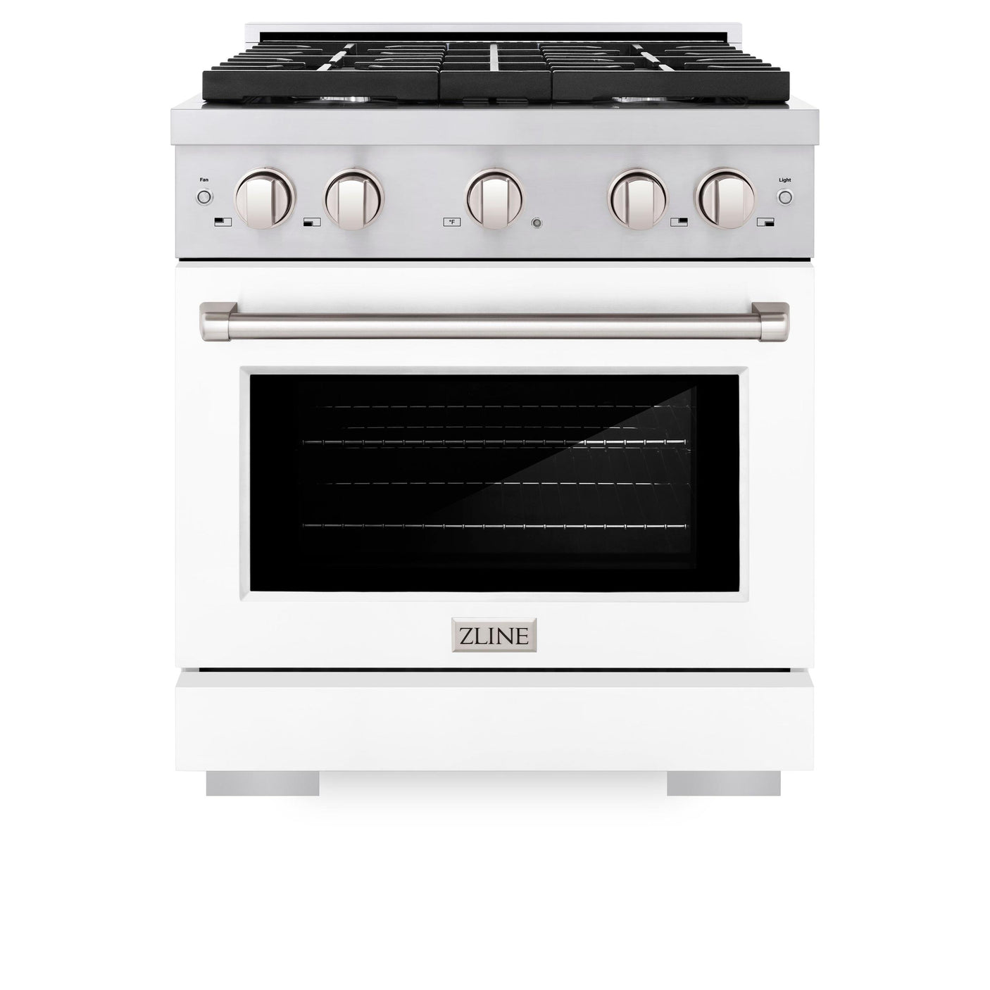 ZLINE 30 in. 4.2 cu. ft. 4 Burner Gas Range with Convection Gas Oven in Stainless Steel with White Matte Door (SGR-WM-30)