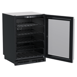 24-In Built-In Single Zone Wine Refrigerator with Door Style - Stainless Steel Frame Glass