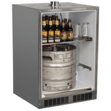 24" Outdoor Single Tap Mobile Beer Dispenser with Stainless Steel Door - Solid Stainless Steel Door With Lock, Right Hinge