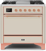 Majestic II 36 Inch Dual Fuel Natural Gas Freestanding Range in Antique White with Copper Trim