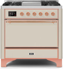 Majestic II 36 Inch Dual Fuel Natural Gas Freestanding Range in Antique White with Copper Trim