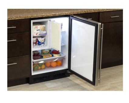 24" Refrigerator Freezer with Drawer Storage  Marvel Refrigeration - Solid Panel Ready Overlay Door - Integrated Right Hinge