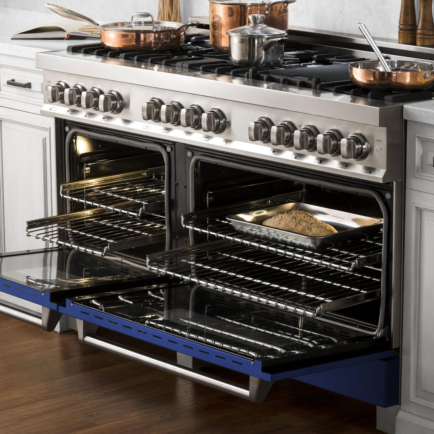 ZLINE 60 in. 7.4 cu. ft. Dual Fuel Range with Gas Stove and Electric Oven in Stainless Steel with Color Options (RA60) [Color: Blue Matte]