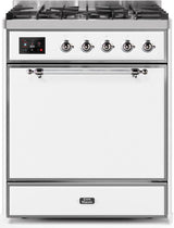 Majestic II 30 Inch Dual Fuel Liquid Propane Freestanding Range in White with Chrome Trim