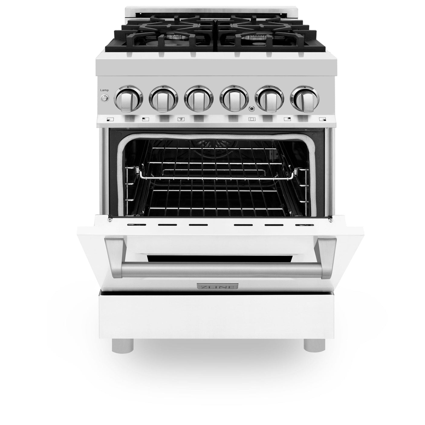 ZLINE 24 in. Professional Dual Fuel Range with Color Door Options (RA24) [Color: White Matte]