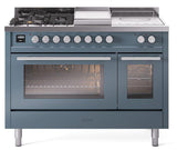 Professional Plus II 48 Inch Dual Fuel Natural Gas Freestanding Range in Blue Grey with Trim