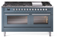 Professional Plus II 60 Inch Dual Fuel Natural Gas Freestanding Range in Blue Grey with Trim