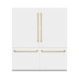 ZLINE Autograph Edition 72 in. 39.6 cu. ft. French Door Built-In Bottom Freezer Refrigerator with Water Dispensers and Ice Makers in White Matte and Champagne Bronze Accents (RBITZ-WM-72-CB)