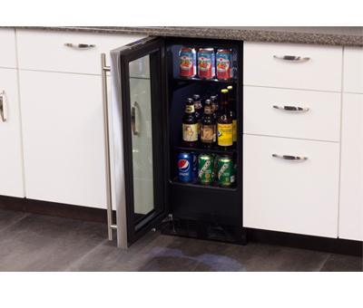 15" Beverage Center - Panel Overlay Frame Glass Door - Integrated Left Hinge