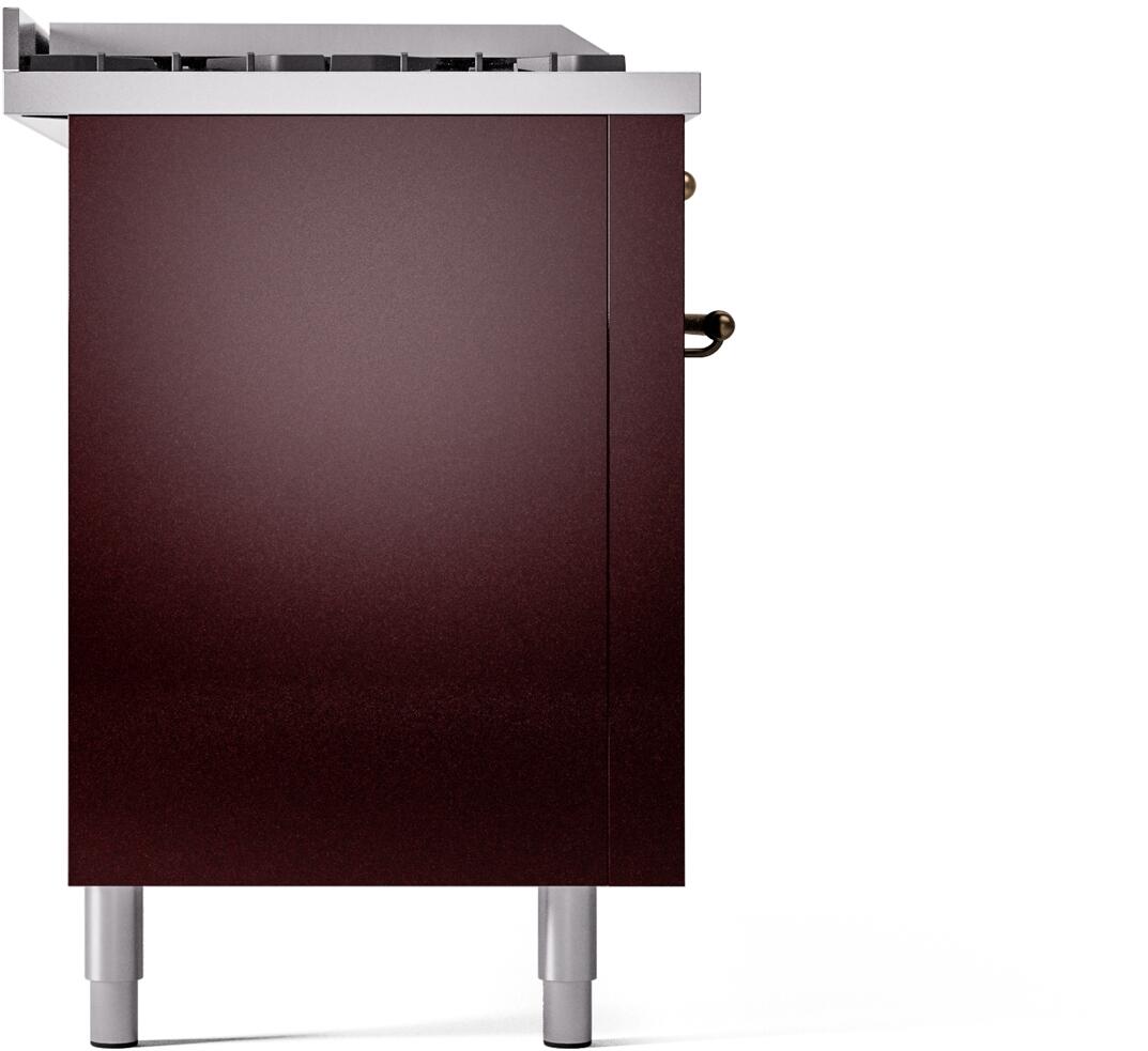 Nostalgie II 60 Inch Dual Fuel Liquid Propane Freestanding Range in Burgundy with Bronze Trim