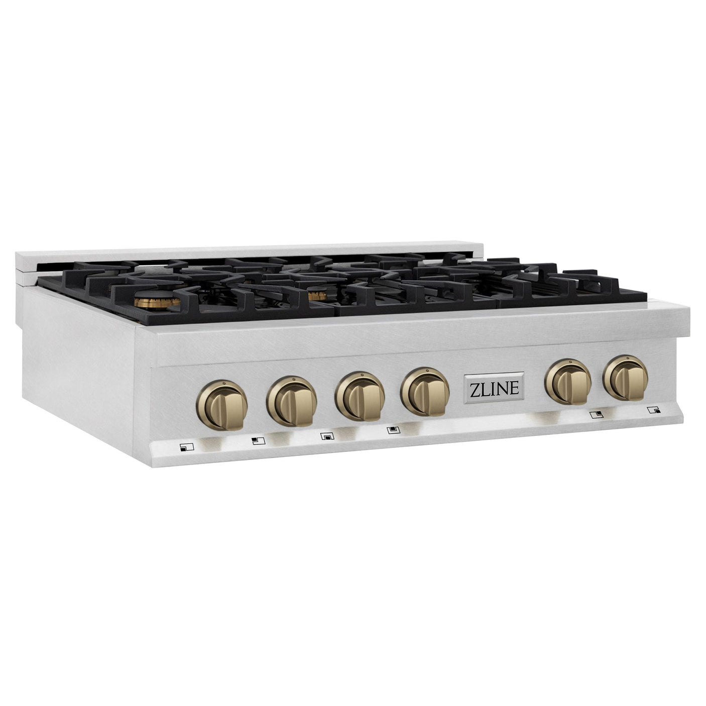 ZLINE Autograph Edition 36" Porcelain Rangetop with 6 Gas Burners in Fingerprint Resistant Stainless Steel and Champagne Bronze Accents (RTSZ-36-CB) [Color: Champagne Bronze]