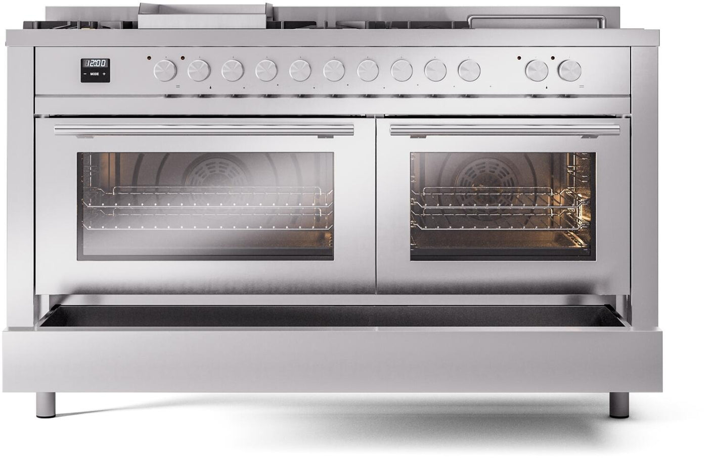 Professional Plus II 60 Inch Dual Fuel Natural Gas Freestanding Range in Stainless Steel with Trim