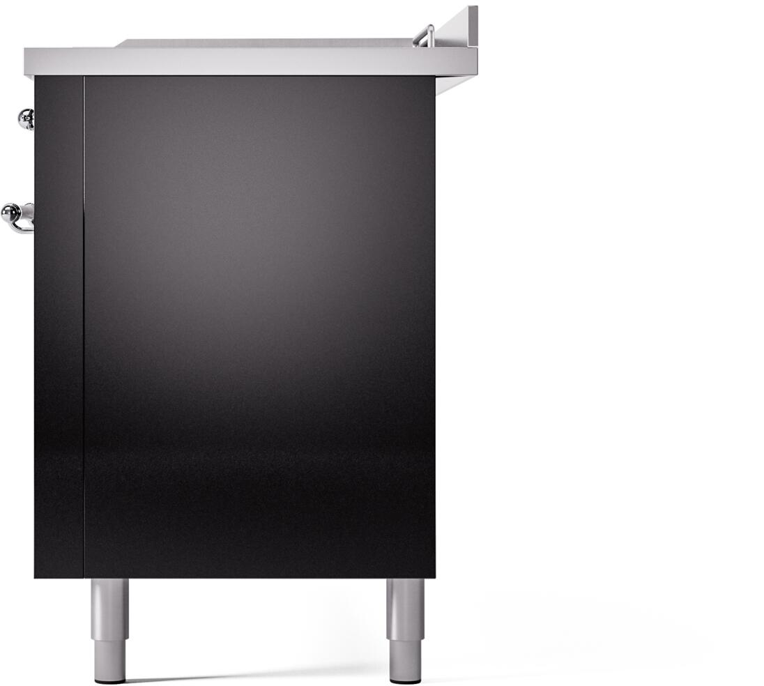 Nostalgie II 60 Inch Dual Fuel Liquid Propane Freestanding Range in Glossy Black with Chrome Trim