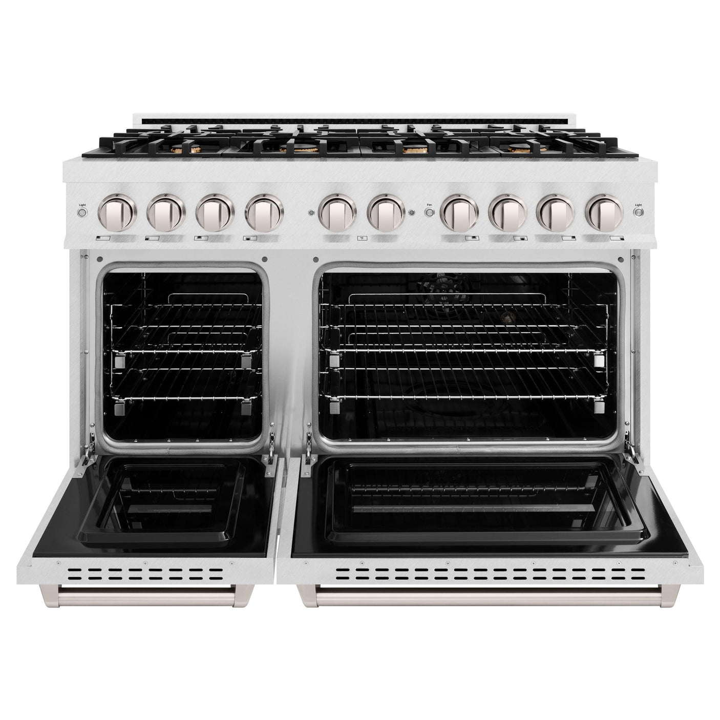 ZLINE 48 in. 6.7 cu. ft. Classic Double Oven Dual Fuel Range in DuraSnow' Stainless Steel with 8 Brass Burners (CDRS-BR-48)