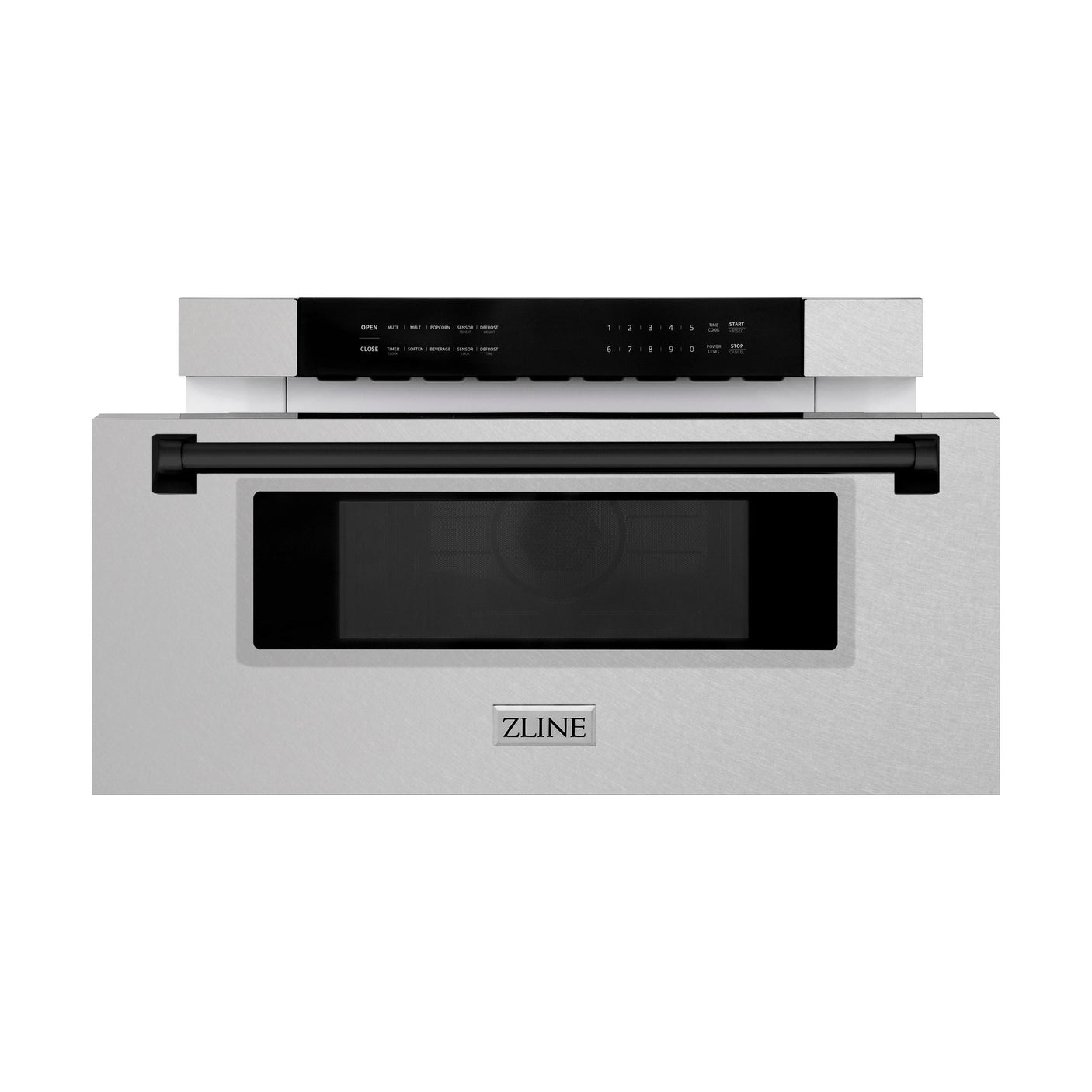 ZLINE Autograph Edition 30" 1.2 cu. ft. Built-In Microwave Drawer in DuraSnow Stainless Steel with Accents (MWDZ-30-SS) [Color: Matte Black]