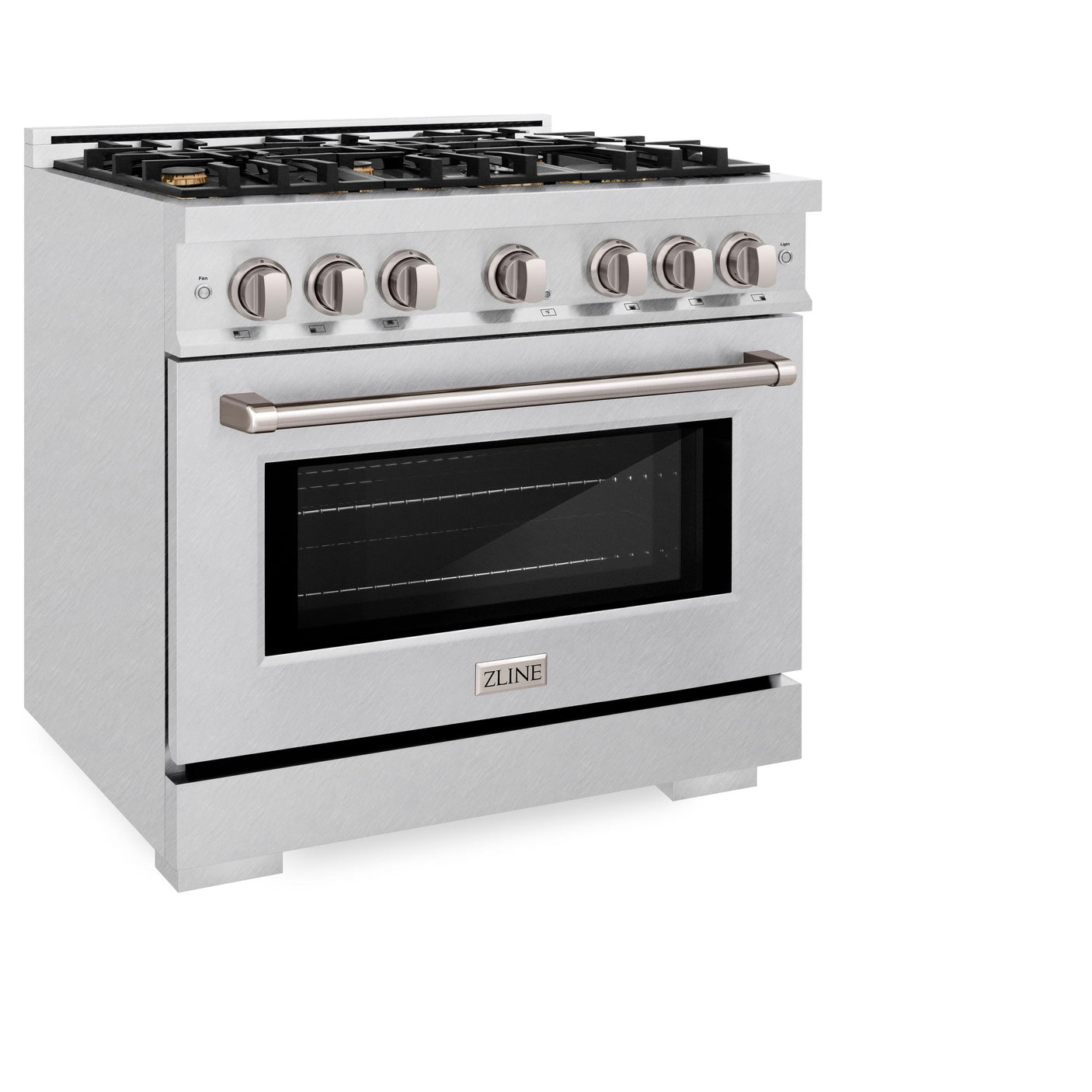 ZLINE 36 in. 5.2 cu. ft. Select Dual Fuel Range with Gas Cooktop and Electric Convection Oven in DuraSnow' Stainless Steel with 6 Brass Burners (HDRS-BR-36)