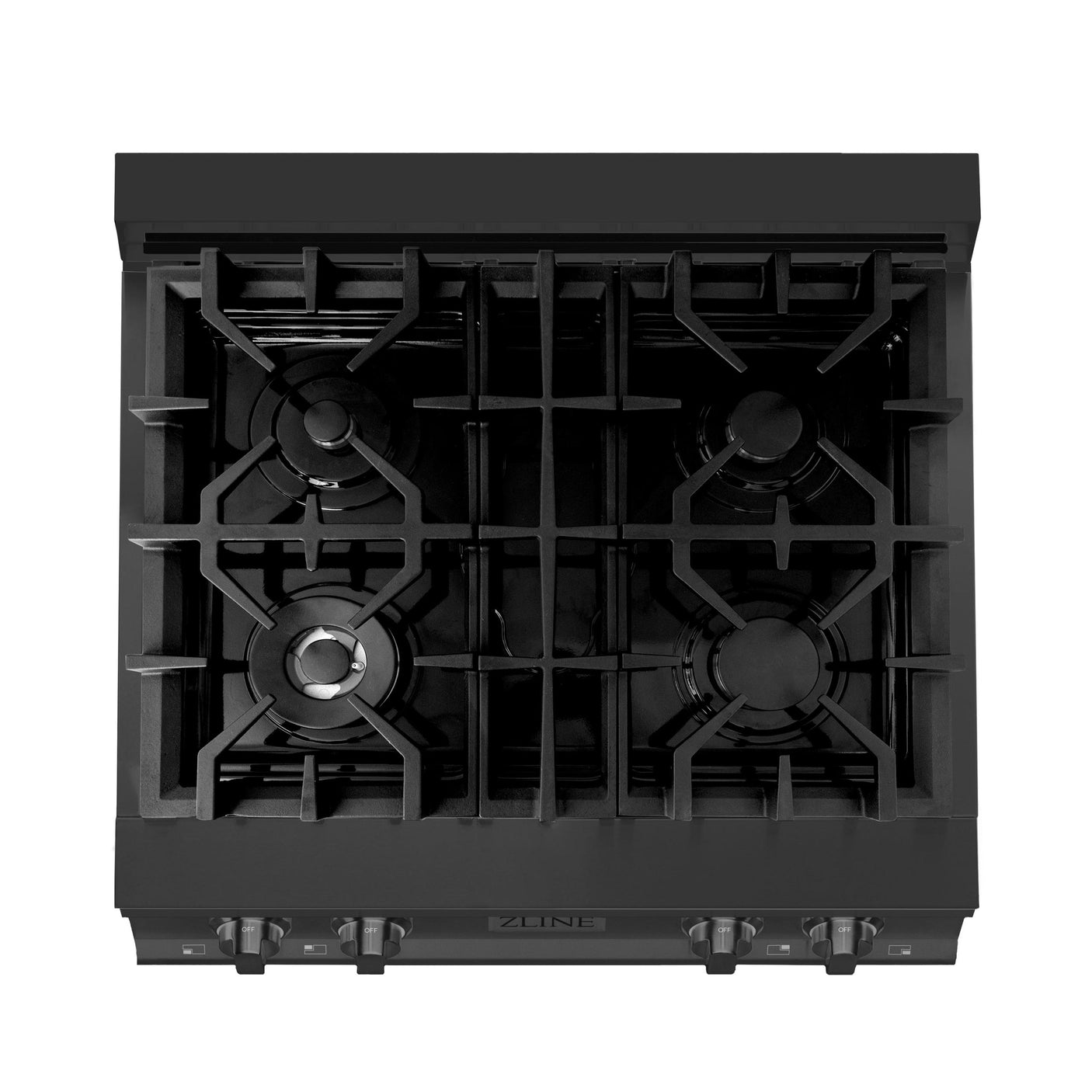 ZLINE 30 in. Porcelain Rangetop in Black Stainless with 4 Gas Burners (RTB-30) Available with Brass Burners