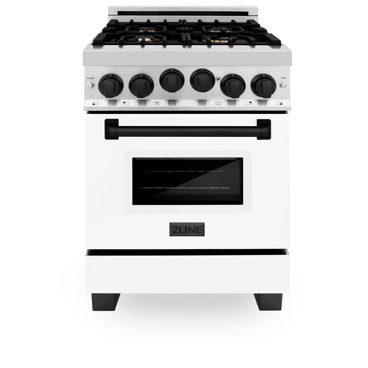 ZLINE Autograph Edition 24" 2.8 cu. ft. Range with Gas Stove and Gas Oven in Stainless Steel with White Matte Door and Matte Black Accents (RGZ-WM-24) [Color: Champagne Bronze]