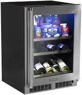 24" Beverage Center with Display Wine Rack - Panel Overlay Frame Ready, Glass Door with Lock - Integrated Left Hinge