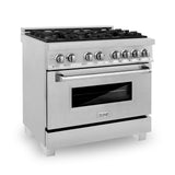 ZLINE 36 in. Professional Dual Fuel Range in DuraSnow Stainless Steel with Color Door Finishes (RAS-SN-36) [Color: DuraSnow Stainless Steel]