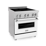 ZLINE 30" 4.0 cu. ft. Induction Range in DuraSnow with a 4 Element Stove and Electric Oven (RAINDS-30) [Color: White Matte]