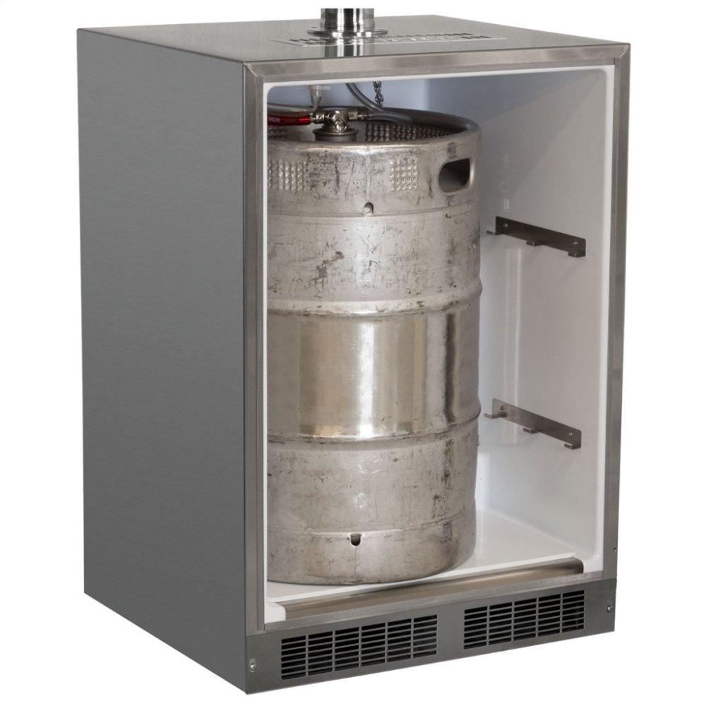 24" Outdoor Single Tap Mobile Beer Dispenser with Stainless Steel Door - Solid Stainless Steel Door With Lock, Right Hinge