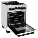 ZLINE Autograph Edition 24" 2.8 cu. ft. Range with Gas Stove and Gas Oven in Stainless Steel with White Matte Door and Matte Black Accents (RGZ-WM-24) [Color: Champagne Bronze]