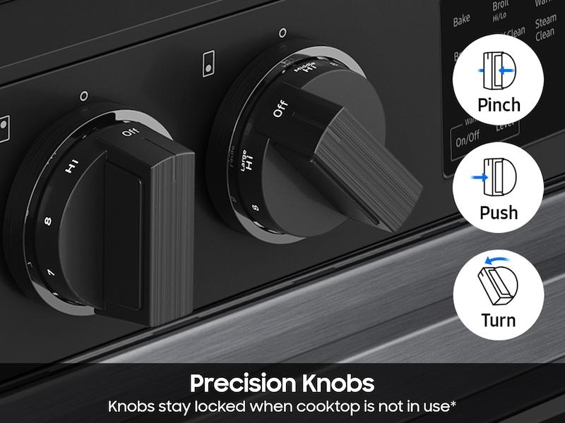 Bespoke 6.3 cu. ft. Smart Slide-In Electric Range with Precision Knobs in Matte Black Steel