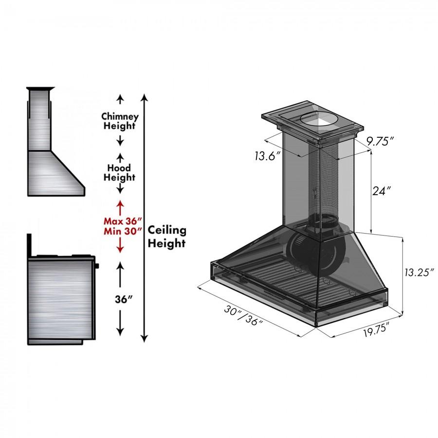 ZLINE Wooden Wall Mount Range Hood In Rustic Dark Finish - Includes Motor (KPDD)