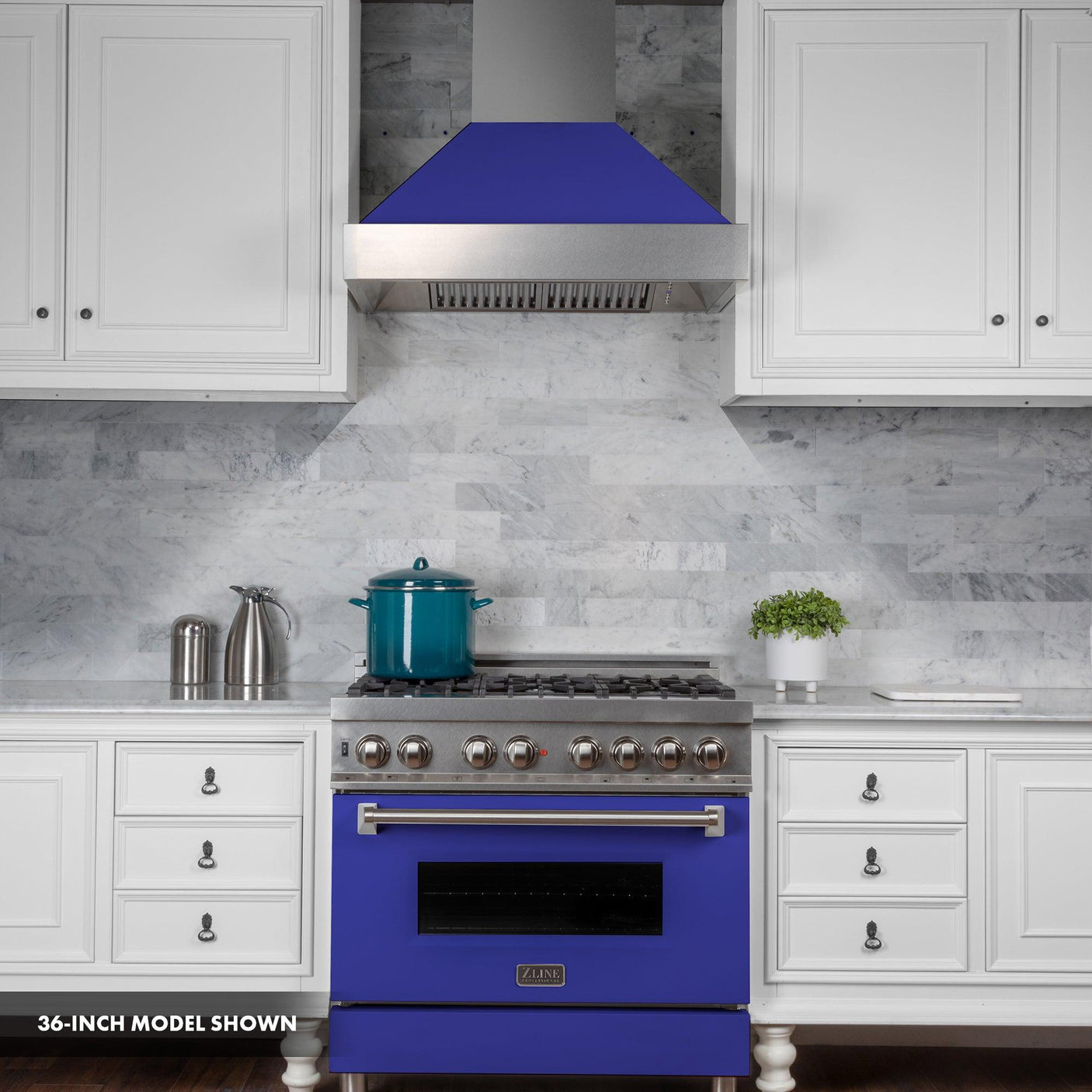 ZLINE 30 in. 4.0 cu. ft. Dual Fuel Range with Gas Stove and Electric Oven in All DuraSnow Stainless Steel with Color Door Options (RAS-SN-30) [Color: Blue Matte]