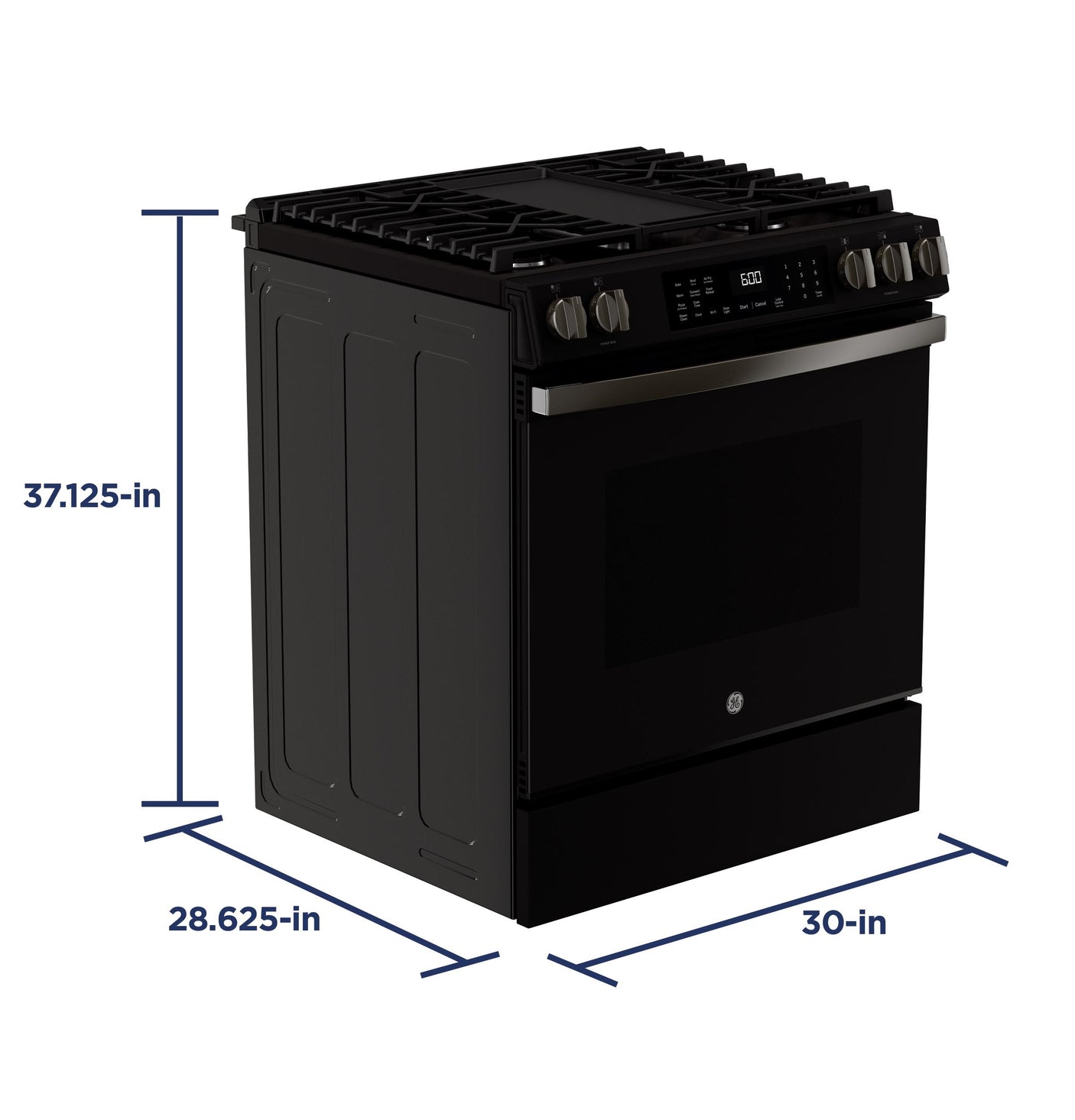 GE® 30" Slide-In Front-Control Convection Gas Range with No Preheat Air Fry and EasyWash™ Oven Tray