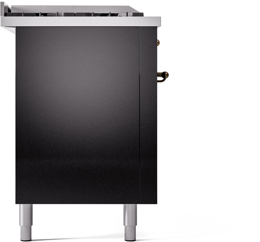 Nostalgie II 60 Inch Dual Fuel Natural Gas Freestanding Range in Glossy Black with Bronze Trim