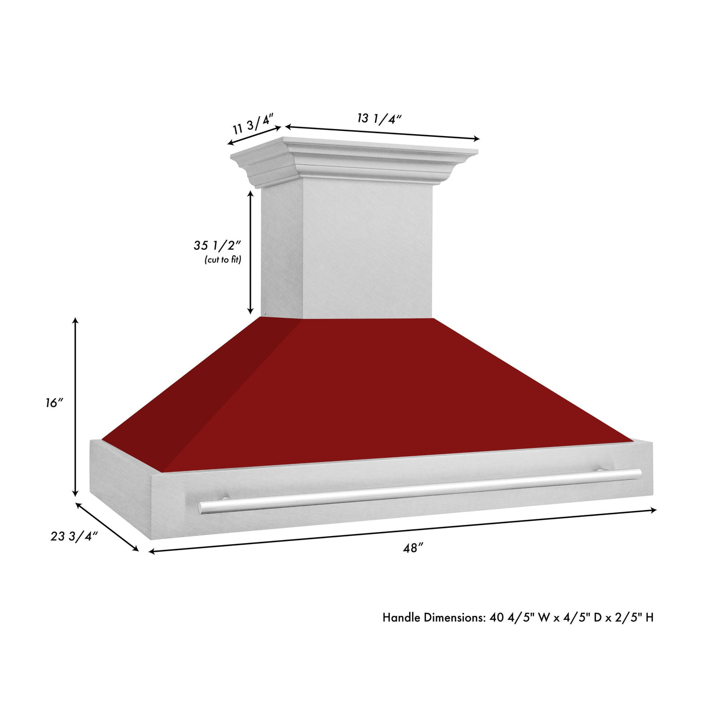 ZLINE 48 in. DuraSnow Stainless Steel Range Hood with Colored Shell Options (8654SNX-48) [Color: Red Gloss]