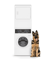 SF7 Stacked White Washer - Gas Dryer with Pet Plus  Sanitize  Fast Cycle Times  5-Year Warranty