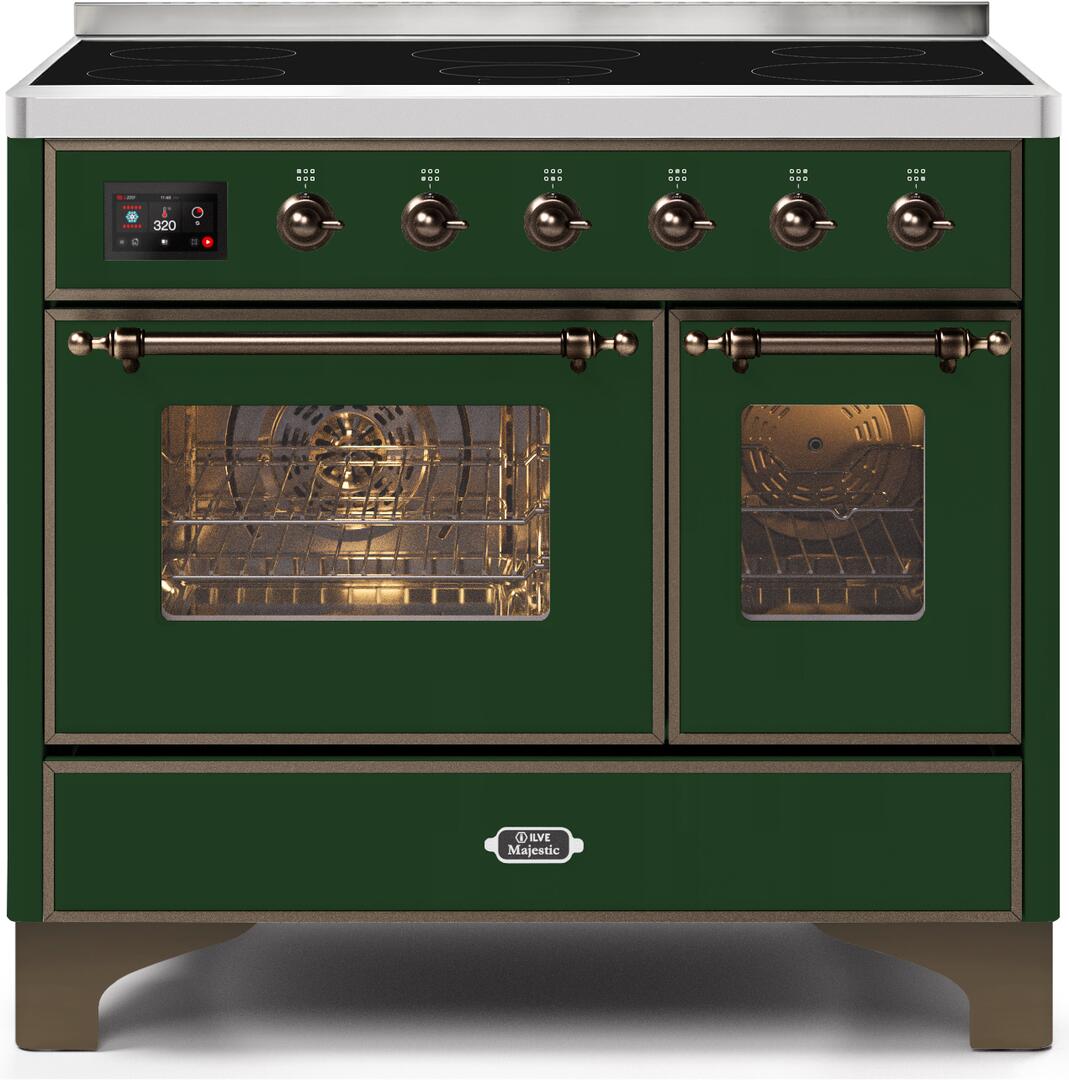 Majestic II 40 Inch Electric Freestanding Range in Emerald Green with Bronze Trim