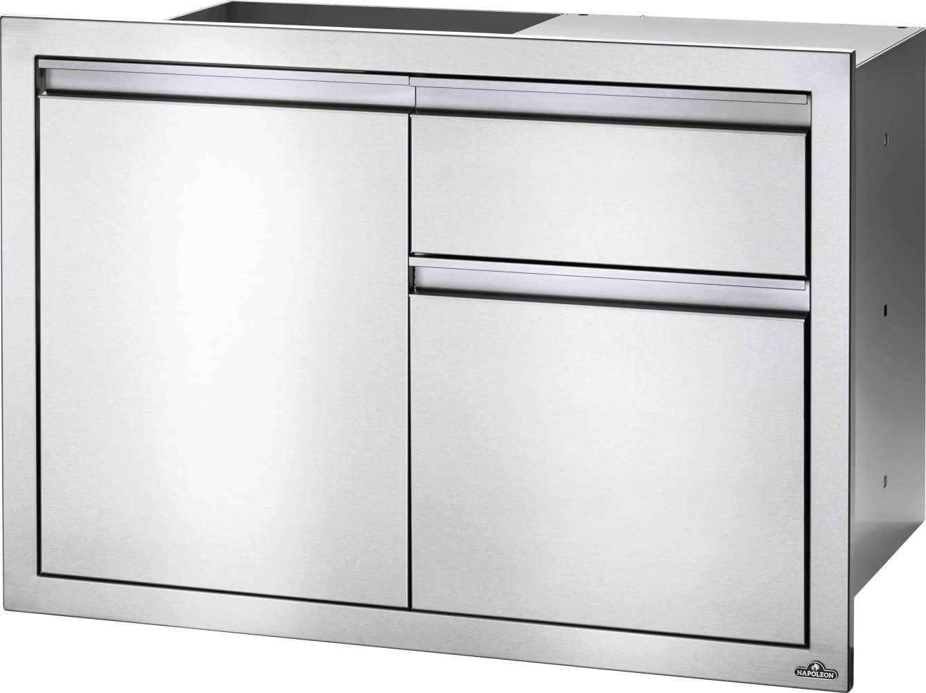 36 x 24 inch Single Door & Waste Bin Drawer and Waste Bin Drawer, Stainless Steel