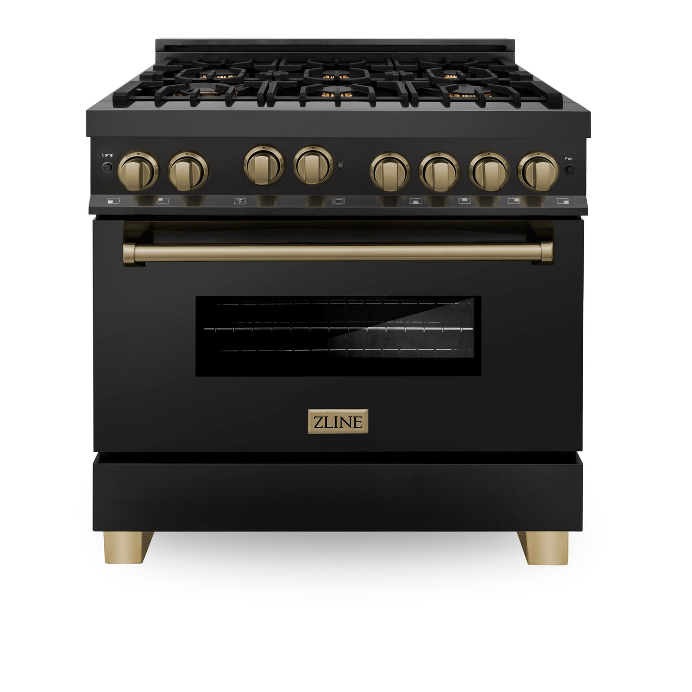 ZLINE Autograph Edition 36" 4.6 cu. ft. Range with Gas Stove and Gas Oven in Black Stainless Steel with Accents (RGBZ-36) [Size: Champagne Bronze]