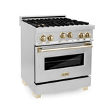 ZLINE Autograph Edition 30" 4.0 cu. ft. Range with Gas Stove and Gas Oven in Stainless Steel with Accents (RGZ-30) [Color: Champagne Bronze]