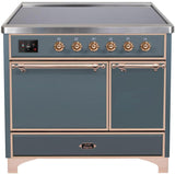 Majestic II 40 Inch Electric Freestanding Range in Blue Grey with Copper Trim