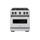 ZLINE Autograph Edition 30 in. 4.2 cu. ft. Classic Dual Fuel Range with 4 Burner Gas Cooktop and Electric Convection Oven in DuraSnow' Stainless Steel with Matte Black Accents (CDRSZ-30-MB)