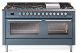 Professional Plus II 60 Inch Dual Fuel Liquid Propane Freestanding Range in Blue Grey with Trim