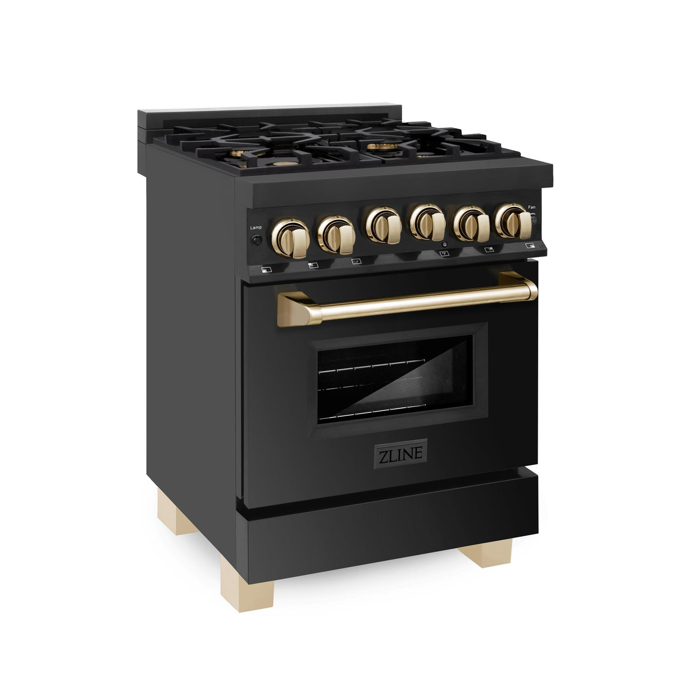 ZLINE Autograph Edition 24" 2.8 cu. ft. Range with Gas Stove and Gas Oven in Black Stainless Steel with Accents (RGBZ-24) [Color: Champagne Bronze]