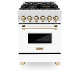 ZLINE Autograph Edition 24" 2.8 cu. ft. Dual Fuel Range with Gas Stove and Electric Oven in Stainless Steel with White Matte Door and Accents (RAZ-WM-24) [Color: Gold]