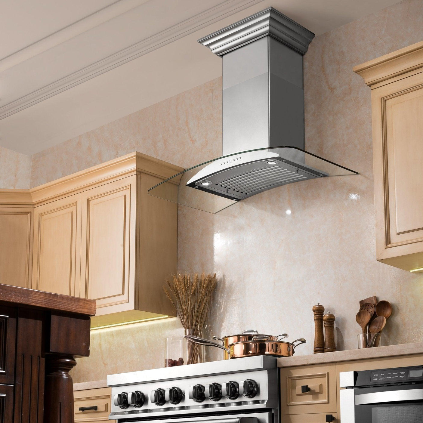 ZLINE Convertible Vent Wall Mount Range Hood in Stainless Steel & Glass (KN)