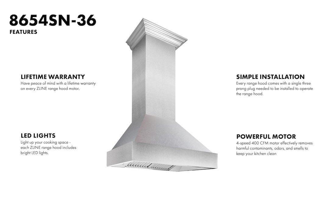 ZLINE DuraSnow Stainless Steel Range Hood with DuraSnow Shell (8654SN)