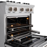 ZLINE 30 in. 4.2 cu. ft. Select Gas Range with Convection Gas Oven in DuraSnow' Stainless Steel with 4 Brass Burners (HGRS-BR-30)