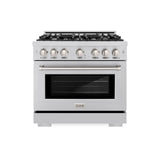 ZLINE 36 in. 5.2 cu. ft. Select Gas Range with 6 Burner Cooktop and Convection Gas Oven in Stainless Steel (HGR36)