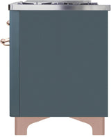 Majestic II 48 Inch Dual Fuel Liquid Propane Freestanding Range in Blue Grey with Copper Trim